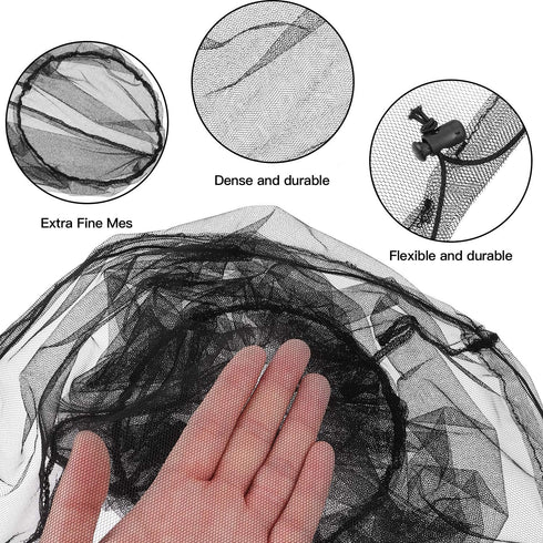 HESTYA 4 Pack Mosquito Head Net Face Mesh Protecting Net for Outdoor Hiking Camping Climbing Mosquito Fly Insects Preventing(Black, Gray)...