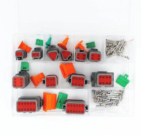 6 Kits DT Connector Kit 2 3 4 6 8 12 Pin Connectors with Size 16 Stamped Contacts IP68 Waterproof Automotive Electrical Connectors Plug...