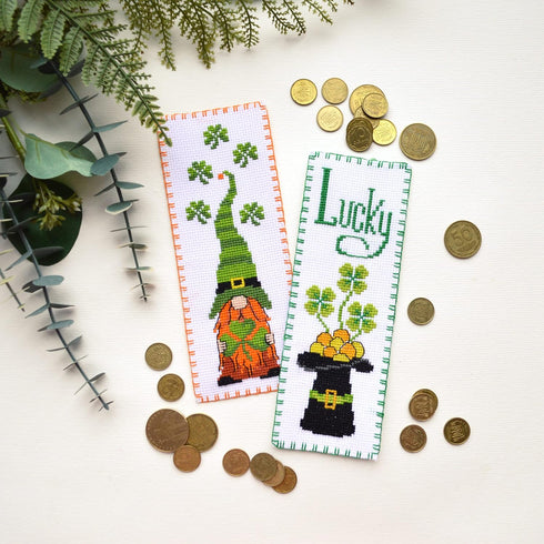 Povitrulya Counted Cross Stitch Kit 'Happy St. Patrick’s Day' - DIY Embroidery Book Marker Set for Adults with Paper Pattern, 16 Count Aida Canvas...