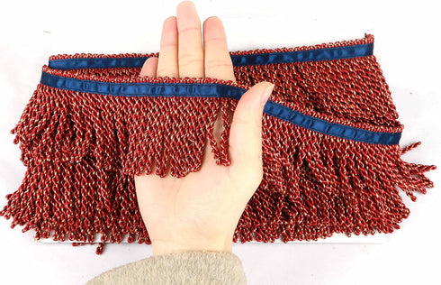 Fenghuangwu 5 Yard Long 2.5 Inches Wide Bullion Fringe Trim and Embellishments Fabric Trims Sewing DIY Decoration for Curtain Sofa Clothes(Mix red...