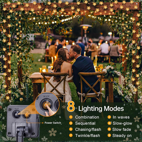 Solar Flower String Lights,2PACK 50 LED Solar Fairy Light Outdoor Waterproof,Cherry Blossoms String Lights for Fence Patio Yard Christmas Tree,Law...