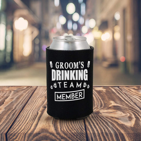 Shop4Ever Groom and Groom’s Drinking Team Member Can Coolie ~ Wedding Bachelor Party Beer Can Sleeve Coolers ~ (Member, Blk, 13 Pk)...