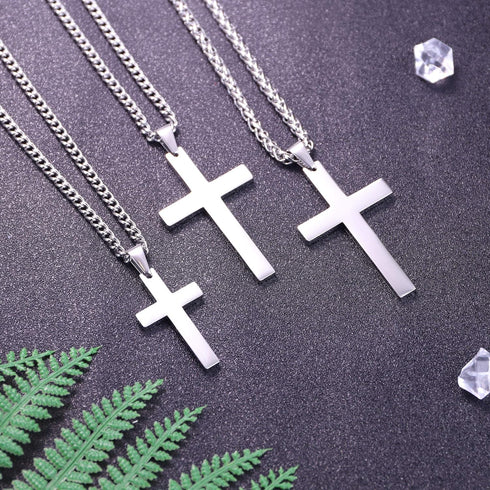 FIBO STEEL Stainless Steel Cross Pendant Chain Necklace for Men Women, 22-30 Inches...