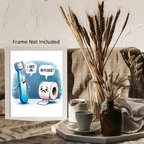 Posterizer 1 pcs-funny gag housewarming gift-toothbrush and TP-Comedy Art-Typography Art-Gift for Men Women Entrepreneur Teens-Bathroom, restroom ...