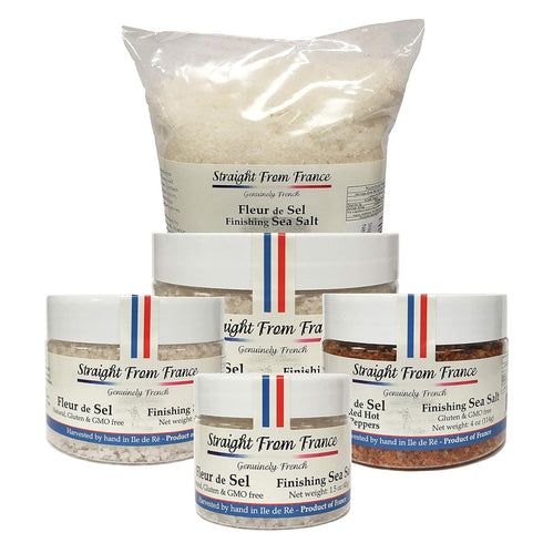 Straight from France French Fleur De Sel Finishing Sea Salt with Red Pepper 4 Oz...