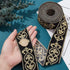 PH PandaHall 1.75 Inch Jacquard Ribbon, 4 Yards Hot Adhesive Floral Trim Black Gold Embroideried Lace Trim Woven Ribbon Fabric Trim Fringe for Sew...