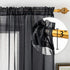 DUALIFE Black Sheer Curtains 72 Inch Length for Bed Room Set of 2 Panels Rod Pocket Faux Linen Semi Translucent Short Curtains for Office Kitchen ...