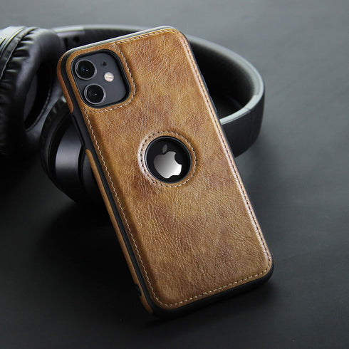 Retro Leather Case for iPhone 11 Anti-Knock Back Cover Soft TPU Business Shell Phone Case (Brown, for iPhone 11)...