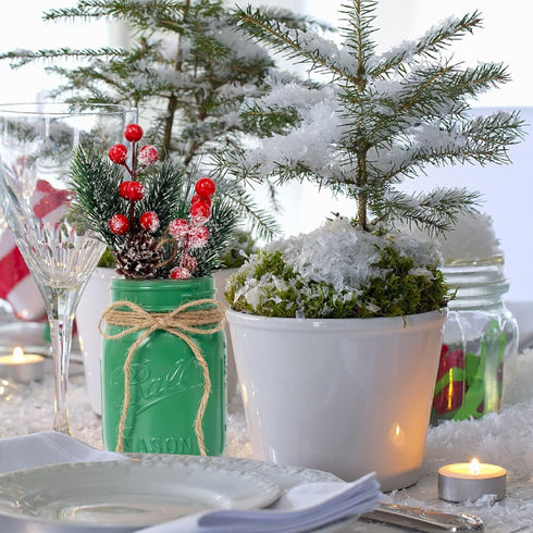 CNVOILA Christmas Centerpiece 3PC Set: Mason Jars, Table Decorations, Home & Coffee Table Decor...