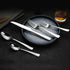 GiveAbay Basics 20-Piece Stainless Steel Flatware Set with Square Edge, Service for 4, Silver...