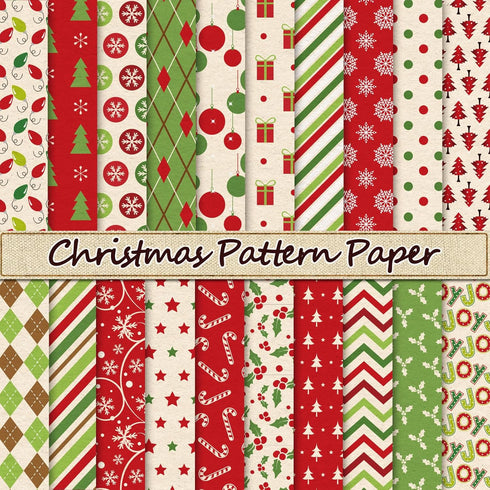 Whaline 40Pcs Christmas Pattern Paper Red Green Scrapbook Specialty Paper Poinsettia Joy Double Sided Craft Paper For DIY Craft Card Making Photo ...