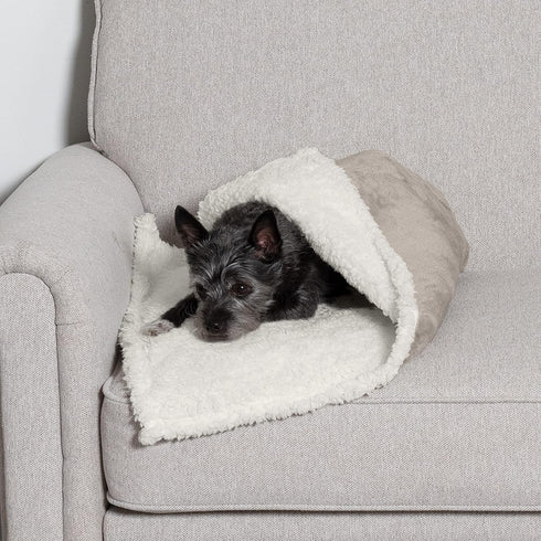 Furhaven Waterproof & Self-Warming Throw Blanket for Dogs & Indoor Cats, Washable & Reflects Body Heat - Soft-Edged Terry & Sherpa Dog Blanket - D...