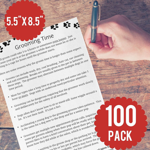 Grooming Time Pad (100 Sheets, 5.5" X 8.5") Describes why a dog groom takes 3 to 4 hours or more...