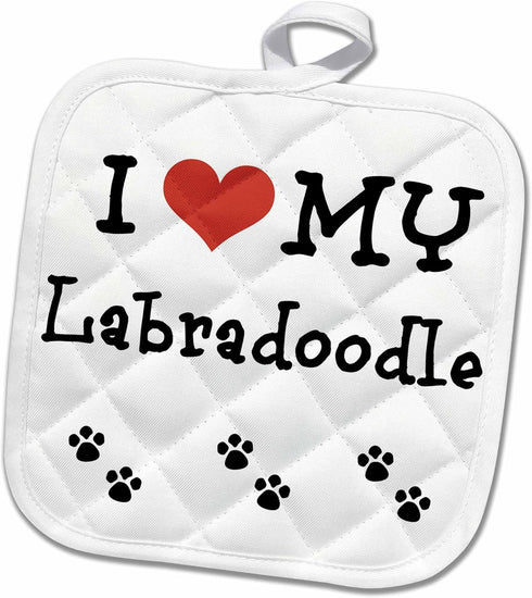 3D Rose I Love My-Labradoodle Pot Holder, 8 x 8...