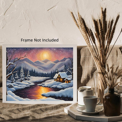 Posterizer 1 pcs- quaint old village-building in nature-night sky 16-Landscape & Nature Art-Floral Botanical Art- Decor for Home & Office- unframe...
