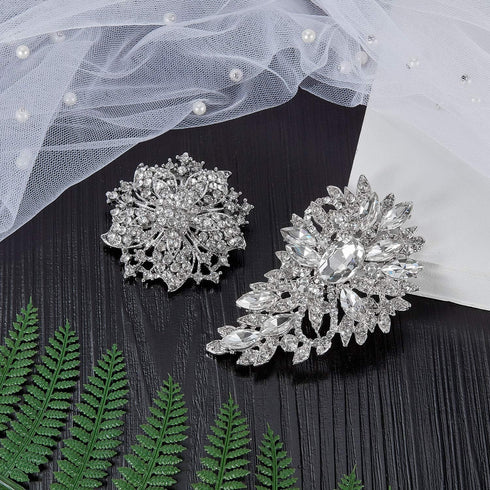 Geyoga 4 Pcs Women's Rhinestone Brooches Set Flower Crystal Brooches Pins Vintage Wedding Brooches for Banquet Wedding Graduation Daily Jewelry Su...
