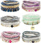 FIBO STEEL 6 Sets Bohemian Stackable Bead Bracelets for Women Stretch Multilayered Bracelet Set Multicolor Boho Jewelry...