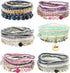 FIBO STEEL 6 Sets Bohemian Stackable Bead Bracelets for Women Stretch Multilayered Bracelet Set Multicolor Boho Jewelry...