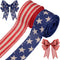 2 Rolls 20 Yard Red White and Blue Ribbon Patriotic Star and Striped Wired Ribbon Royal Blue USA Ribbon DIY Crafts for 4th of July, Independence D...
