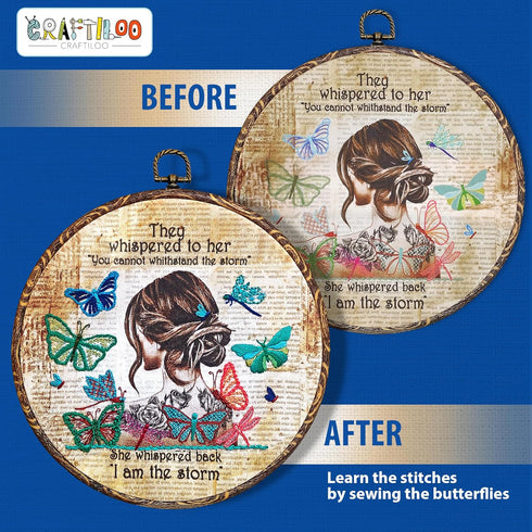 CRAFTILOO I Am The Storm Hand Embroidery kit for Beginners .Beginner embroidery kit for adults with Stamped Embroidery Patterns. Embroidery Kits f...