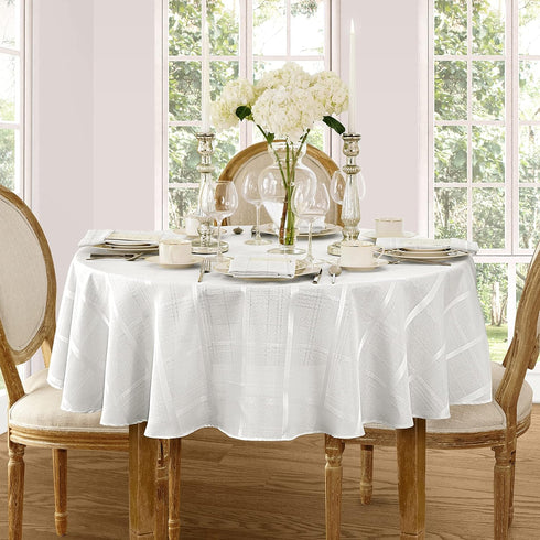Newbridge 60 x 84 Inch Oval Fabric Tablecloth, Elegance Plaid, 100% Polyester, No Iron Soil Resistant Dining Room, Party and Banquet Table Cover, ...