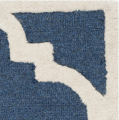 SAFAVIEH Cambridge Collection 2' x 3' Navy/Ivory CAM140G Handmade Moroccan Trellis Premium Wool Accent Rug...
