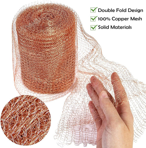 Wanqueen Copper Mesh Roll for Mice Rat Rodent Repellent, Sturdy 5’’ * 32Ft Copper Wool Mouse Trap for Bat Snail Bird Control with Packing Tool...