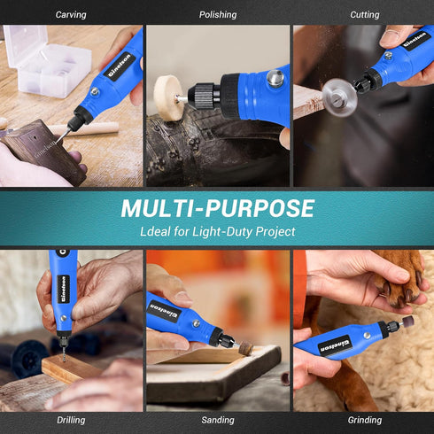 Cordless Rotary Tool, 2000 mAh Battery Pack, 5-Speed and USB-C Charging Rotary Tool Kit with 70 Accessories, Multi-Purpose 3.7V Power Rotary Tool ...