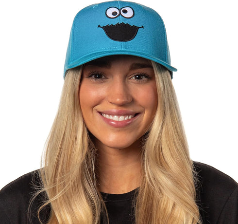 Sesame Street Cookie Monster Mens' Snapback Hat Adult Precurve Adjustable Cap | Perfect for Everyday Wear Blue...