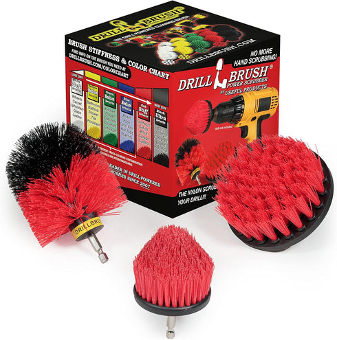 Drill Brush Power Scrubber by Useful Products - Wood Cleaner - Concrete Cleaner - Deck Brush - Rust Stain Remover - Brick Cleaner - Floor Scrub Br...
