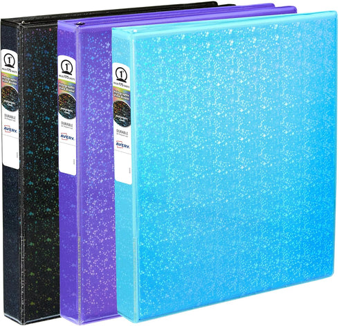 Avery Luxe Collection Durable Holographic 3 Ring Binder, Customizable View Cover, 1 Inch Round Rings, 1 Holographic Violet Binder (03226)...