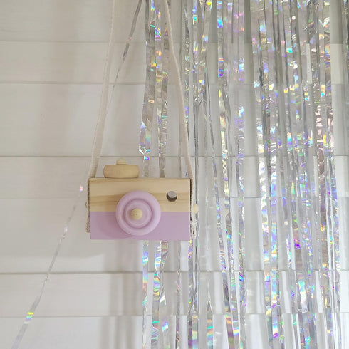 Baby Toy Wooden Mini Camera Toy, Kid Cute Mini Sharpe Toy Neck Hanging Photographed Props for Toddlers Children Kids' Room Hanging Decor Gift (Pur...