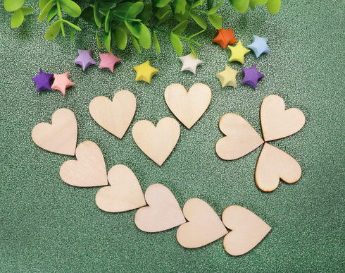 Shapenty Unfinished Wooden Hearts Bulk Blank Wood Slices Discs DIY Craft Cutout Pieces for Wedding Guest Signing Book Frame Album Valentine Christ...