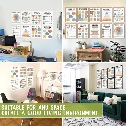 10 Pcs Care Mental Health Posters, Mental Health Matters Poster, Therapy Office Decor, Counseling Office Must Haves, School Counselor Supplies, Me...