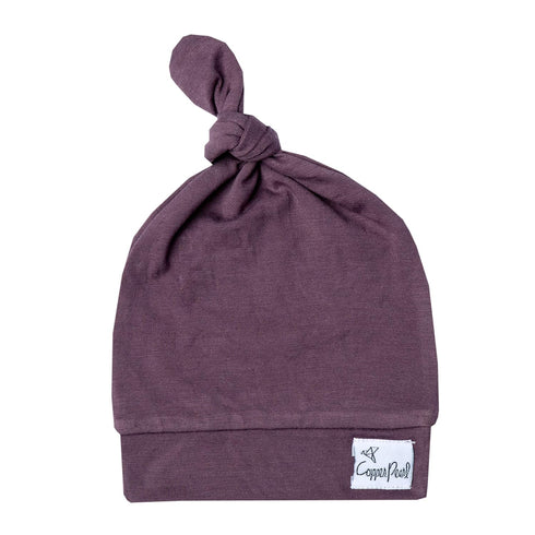 Copper Pearl Baby Beanie Hat Top Knot Stretchy Soft Plum...