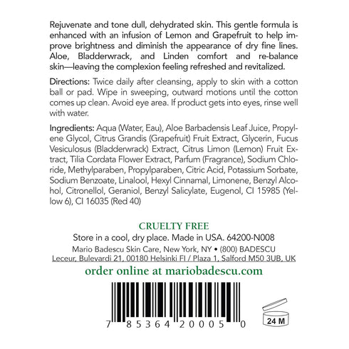 Mario Badescu Alpha Grapefruit Toner for Combination, Dry & Sensitive Skin, Alcohol-Free Face Toner with Grapefruit Extract & Aloe Vera, Gently Ex...