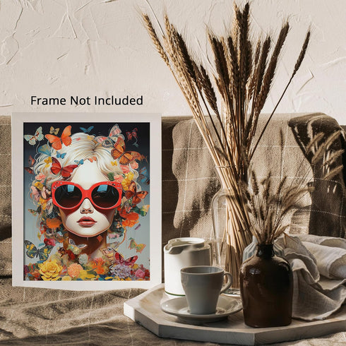 Posterizer 1 pcs-dreamy art-sunglasses wearing woman-Abstract & Modern Art-Inspirational Women's Art-Gift for Girls, Teens-Decor for Home & Office...