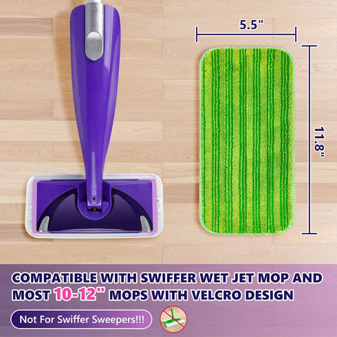 Reusable Mop Pads Compatible with Swiffer Wet Jet, Wet Jet Pads Refills for Swiffer Mop, Microfiber Replacement Pads for Hardwood Floor cleaning, ...