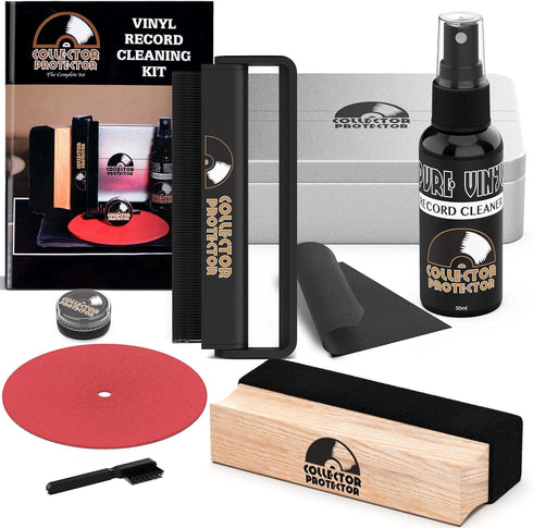 Vinyl Record Cleaning Kit - Vinyl Cleaner for Records, includes Soft Velvet & Carbon Fiber Record Cleaning Brush, Record Cleaning Solution, Microf...