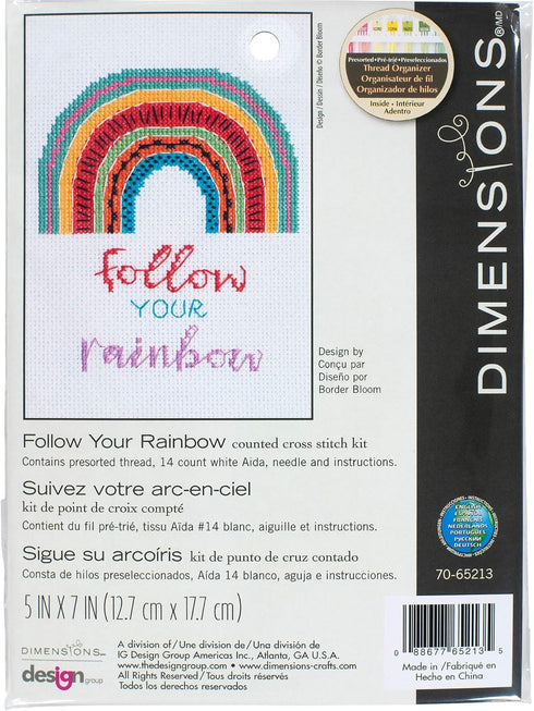 DIMENSIONS Follow Your Rainbow Counted Cross Stitch Kit, Multi-Color...
