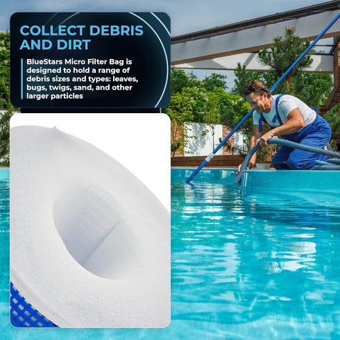 BlueStars P30X022MF/PBW022MF Pool Vacuum Cleaner Micro Filter Bags - Compatible with Water Tech, Catfish, Max CG, Aqua Broom & Other Inground or A...