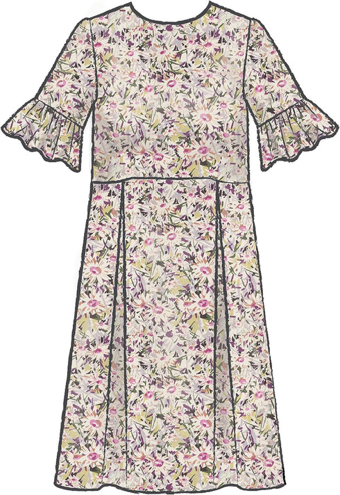 McCall's Patterns McCall's Women's Knee Length Pleated Dress, Sizes 14-22 Sewing Pattern, White...
