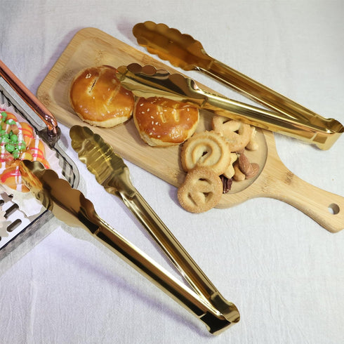 2 Pack 9 Inch Serving Tongs,Gold Salad Buffet Tongs,Stainless Steel Serving Utensils...