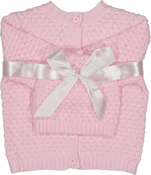 Baby Dove Newborn Tiny Popcorn Knit Cardigan & Beanie Gift Set-A Perfect Baby Sweater & Hat Outfit Pink...