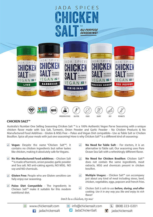 JADA Spices Chicken Salt Spice and Seasoning - Red Pepper Flavor - Very Hot! Vegan, Keto & Paleo Friendly - Perfect for Cooking, BBQ, Grilling, Ru...