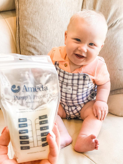 Ameda Pump'N Protect Breastmilk Storage Bag 6oz | 100 Count | Breast Milk Storage Bags for Refrigerator or Freezer | BPA Free | Breastfeeding Esse...