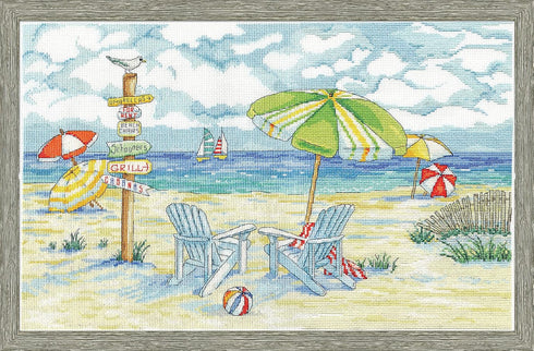 Design Works Crafts Inc. 2862 Beach Signs, 11'' x 18' Counted Cross Stitch Kit, 11" by 18", Multicolor...