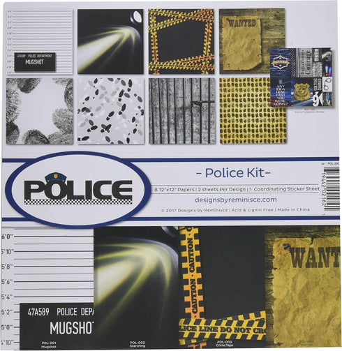Reminisce POL-200 Police Scrapbook Collection Kit, Black, 12x12 inches...