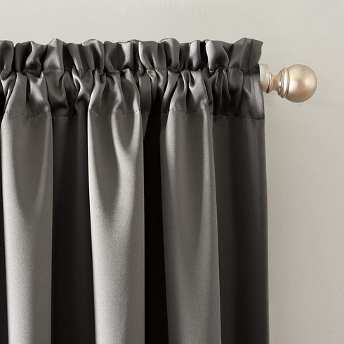 Sun Zero Oslo Theater Grade Extreme Total Blackout Rod Pocket Curtain Panel, 52" x 84", Gray...