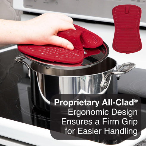 All-Clad Premium Pot Holder & Heating Pad, (1-Pack) Heat Resistant to 500 Degrees, 100% Cotton 10"x6.25" for Kitchen and Barbeque, Chili Red...